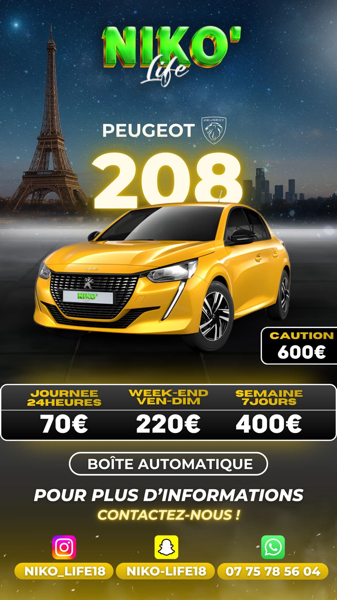 Peugeot 208  Jaune